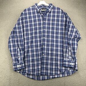 LAUREN Ralph Lauren Shirt Mens 18 34x35 2XL Blue Plaid Long Sleeve Button Up